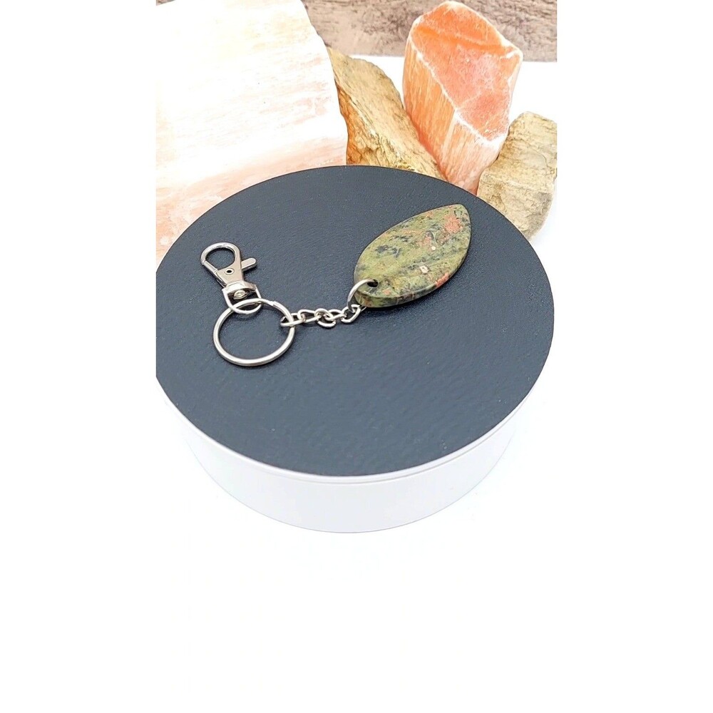 Ocean Jasper Stone Keychain with Swivel Hook Natural Gemstone - Picture 4 of 5